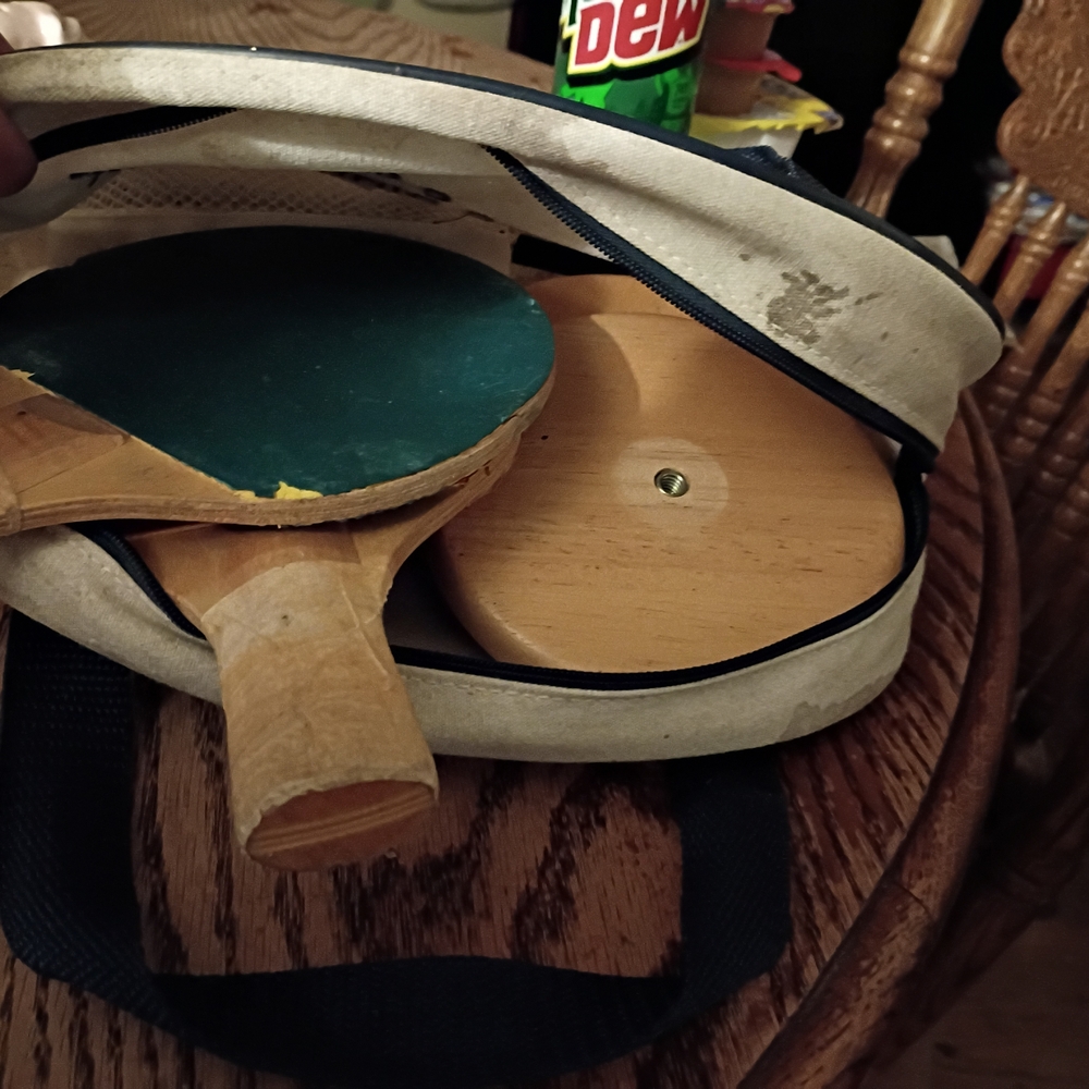 Ping Pong Paddle Set with Cream Case